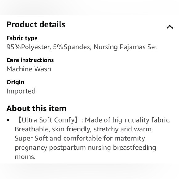 Ekouaer Maternity Nursing Pajama Set Long Sleeve Top & Pants with Pockets NWT - Picture 5 of 7